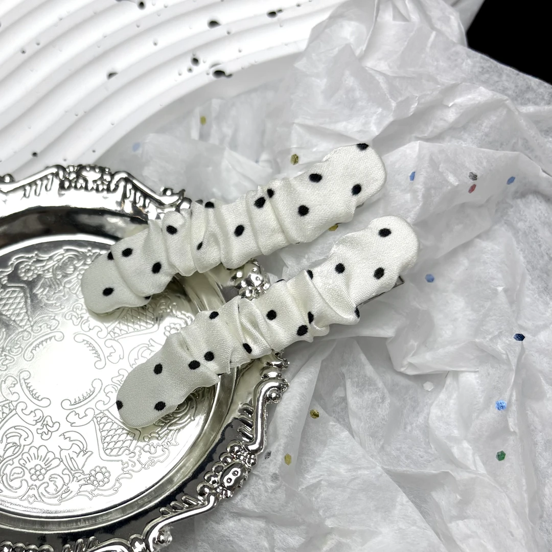 法式少女波点褶皱发夹