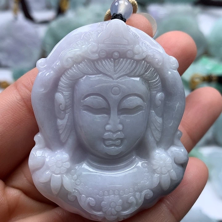 翡翠未镶嵌颈饰观音福利洒乌鸡料卡厚12+