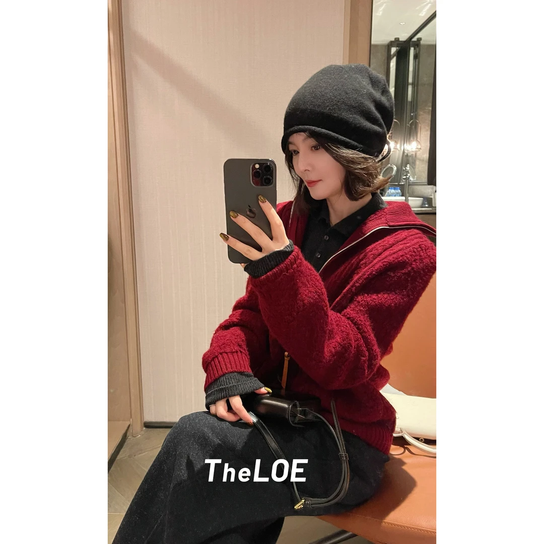 TheLOE/【热颂红纯羊毛卫衣外套】695g时尚针织外套#LE-YJkl9006