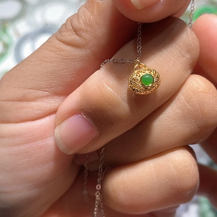 翡翠银S925镶嵌吊坠(不含链)37号