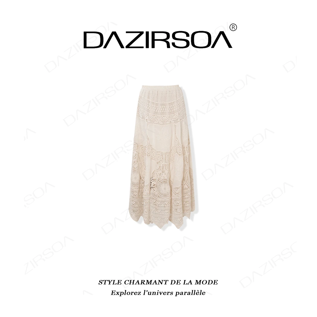 DAZIRSOA/达姿“花海漫步”时尚百搭简约钩花编织度假风半身裙 Y068