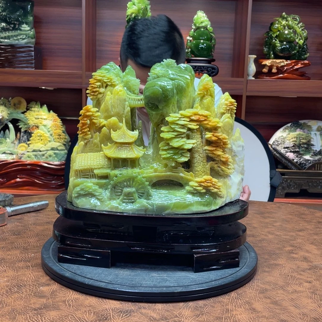 海***柱玉摆件天然玉石手工雕刻