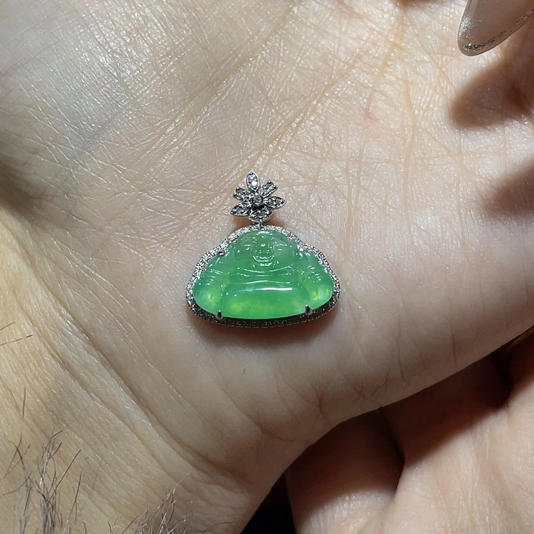 吊坠(不含链)18K金镶嵌翡翠