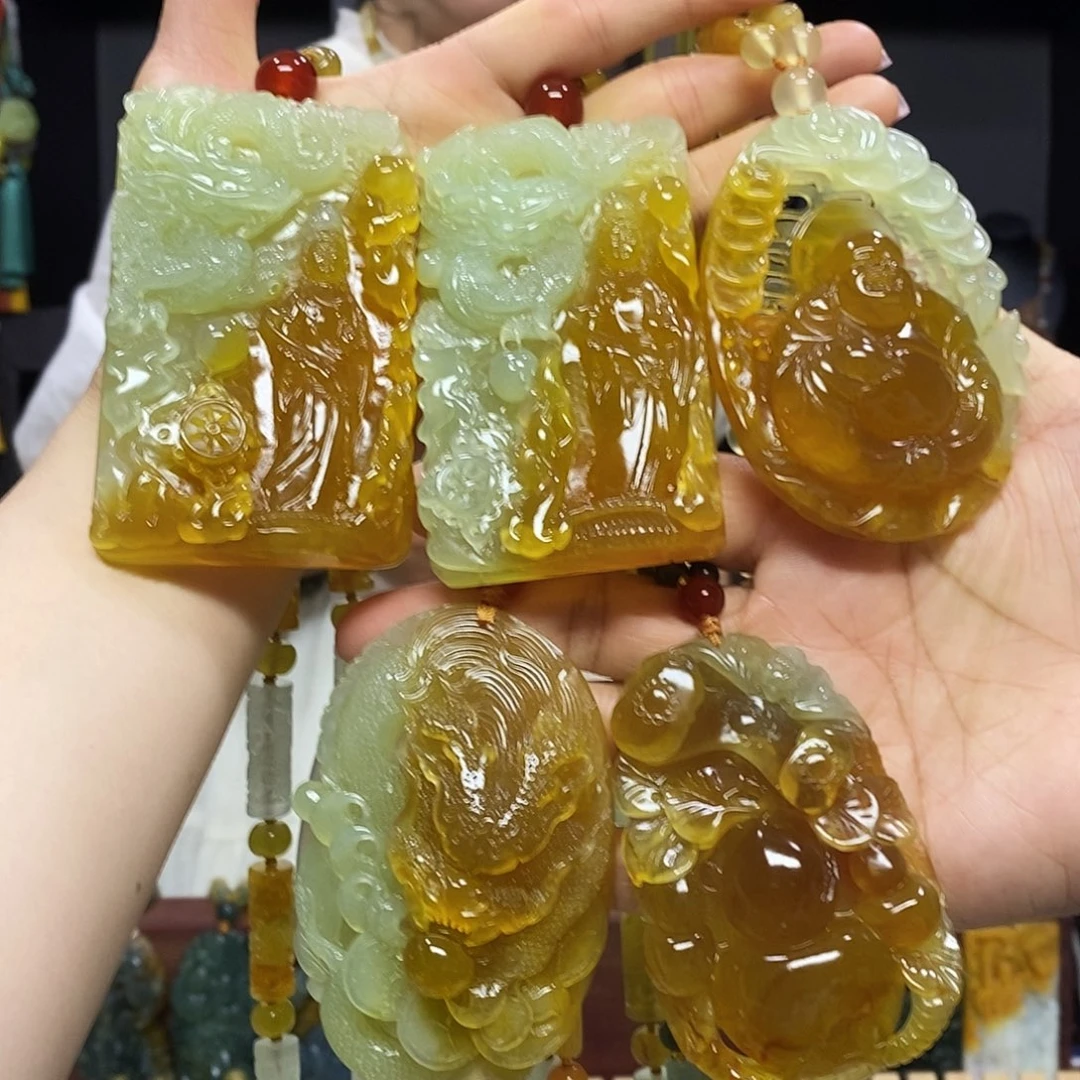 岫玉未镶嵌挂件吊坠颂*