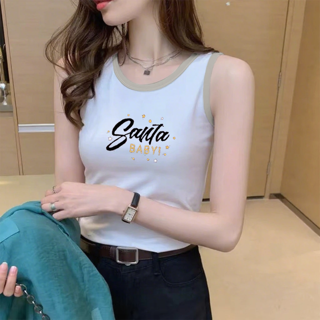 100%纯棉女背心打底吊带夏季时尚洋气无袖显瘦百搭运动上衣女士潮