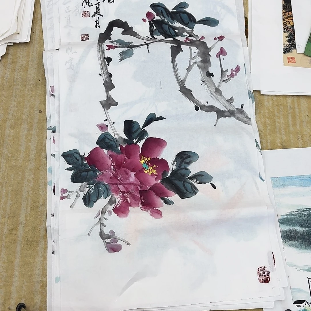 国画三尺整纸手绘作品