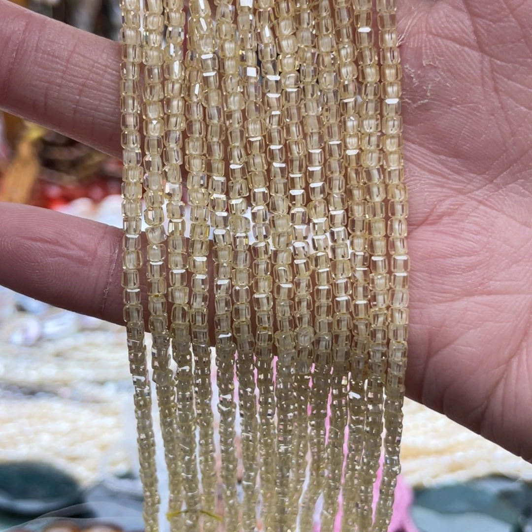 玛瑙/玉髓未镶嵌珠宝半成品锆石方糖1条卡2.5黄色