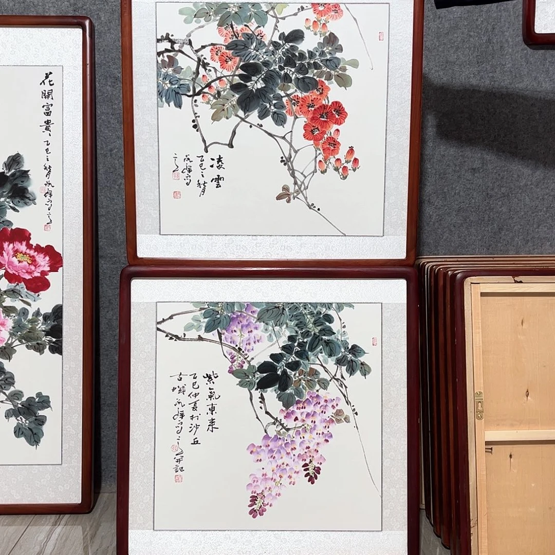 国画书画作品带框63×63