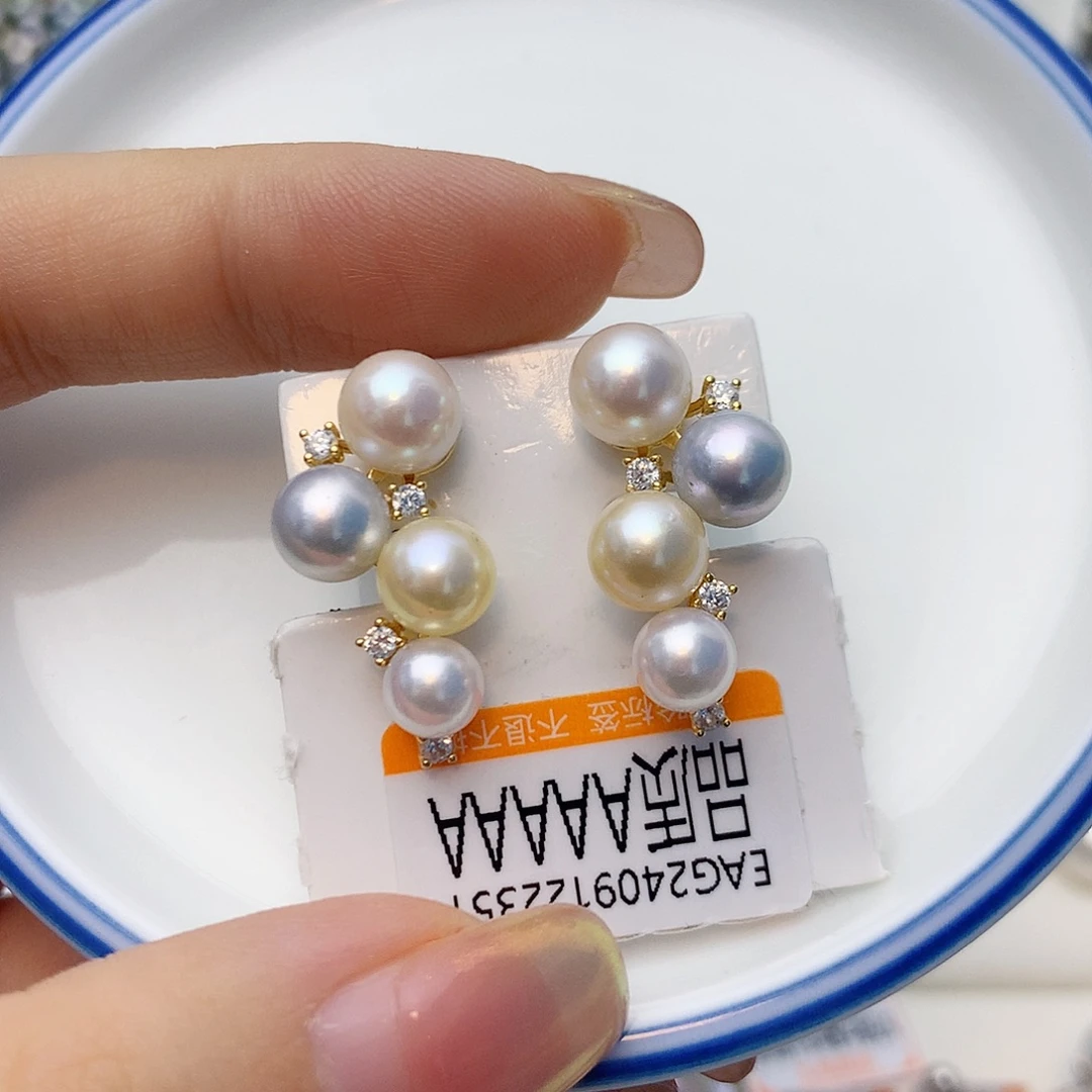 海水珍珠耳饰银S925镶嵌W62