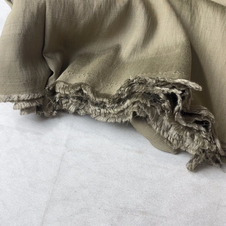 棉混纺浅军绿麻棉2米