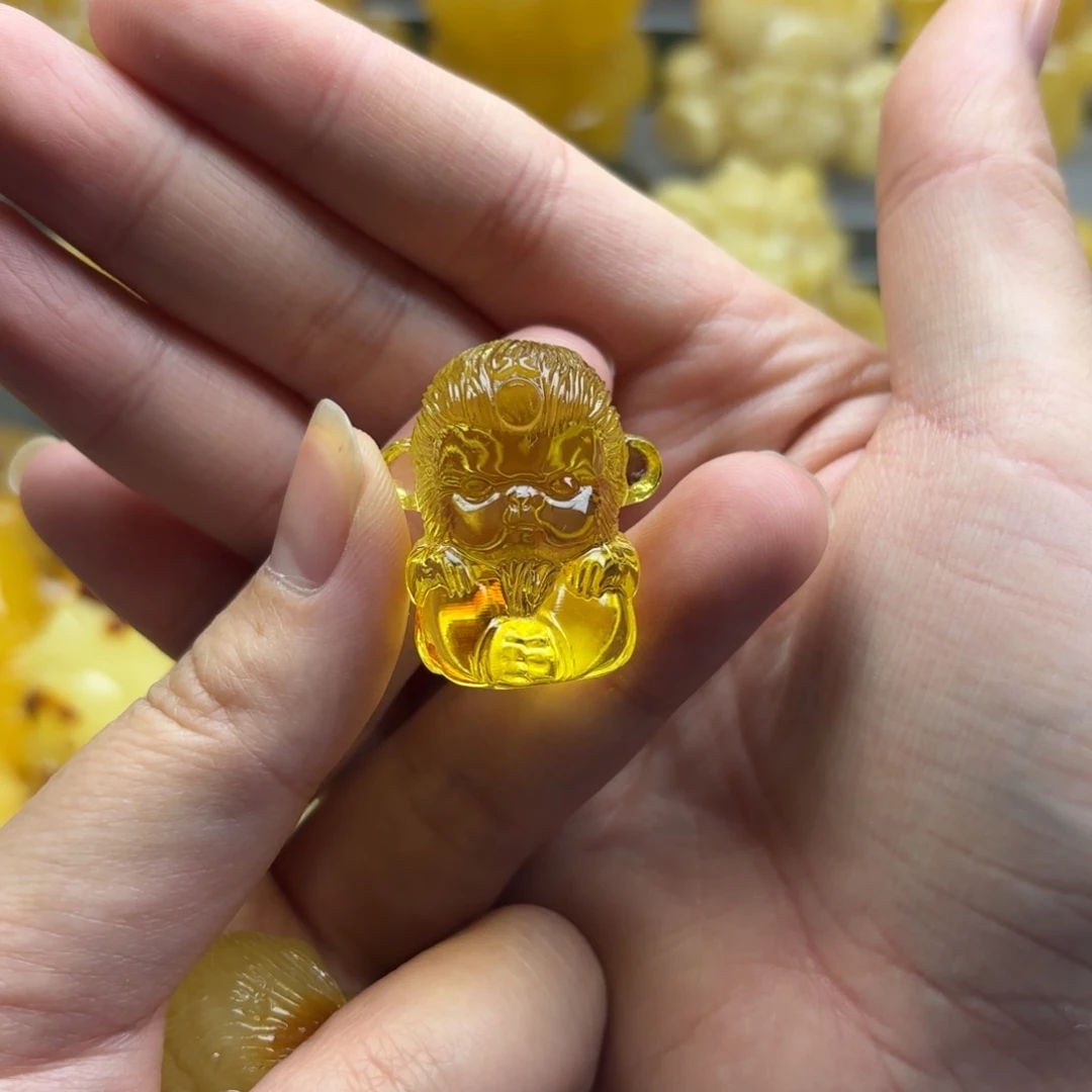 蜜蜡裸石未镶嵌扁****）蜜蜡吊坠打孔不退换