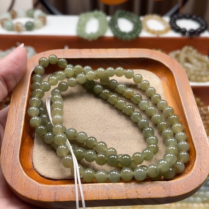 和田玉未镶嵌毛衣链珠串6mm