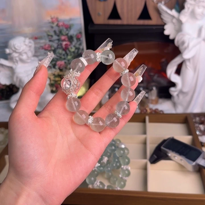 水晶手串18K金镶嵌绿莹石拍2单