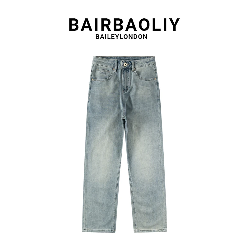 BAIRBAOLIY轻奢潮流春夏新品九分牛仔裤2025休闲百搭直筒宽松裤子
