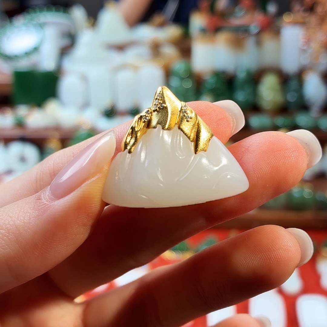 和田玉银S925镶嵌吊坠(不含链)T