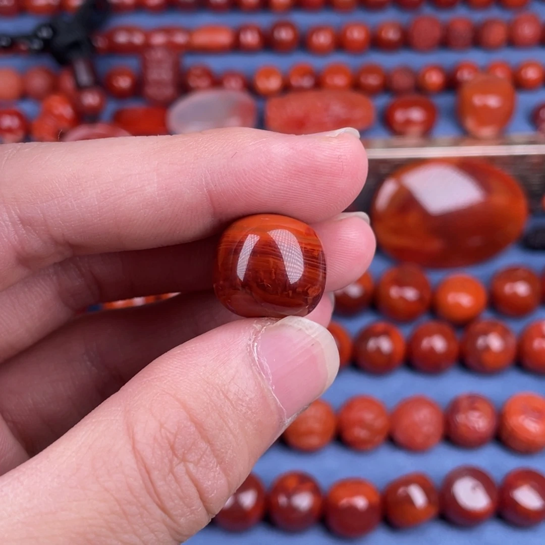 南红玛瑙未镶嵌其他16mm瓦西玫红火焰纹原矿单珠