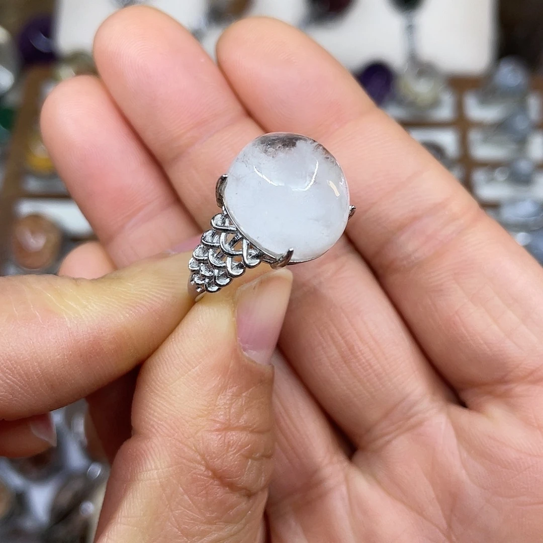 【闪购商品】银S925镶嵌珠宝半成品水晶戒指