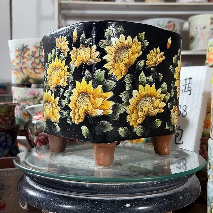 景德镇手绘花盆幸运花盆