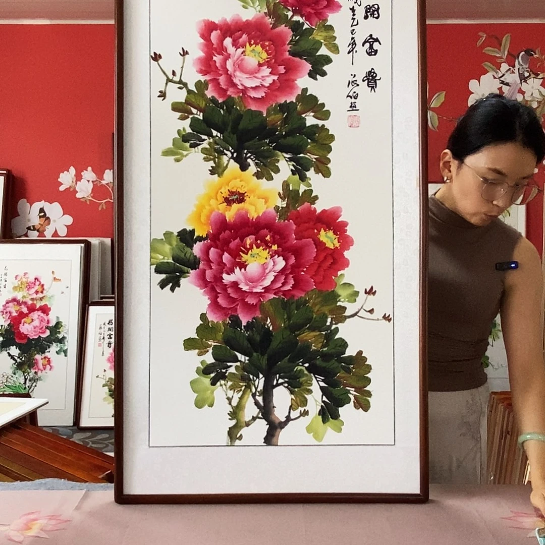 国画手写手绘带框包邮62✖️122国画作品