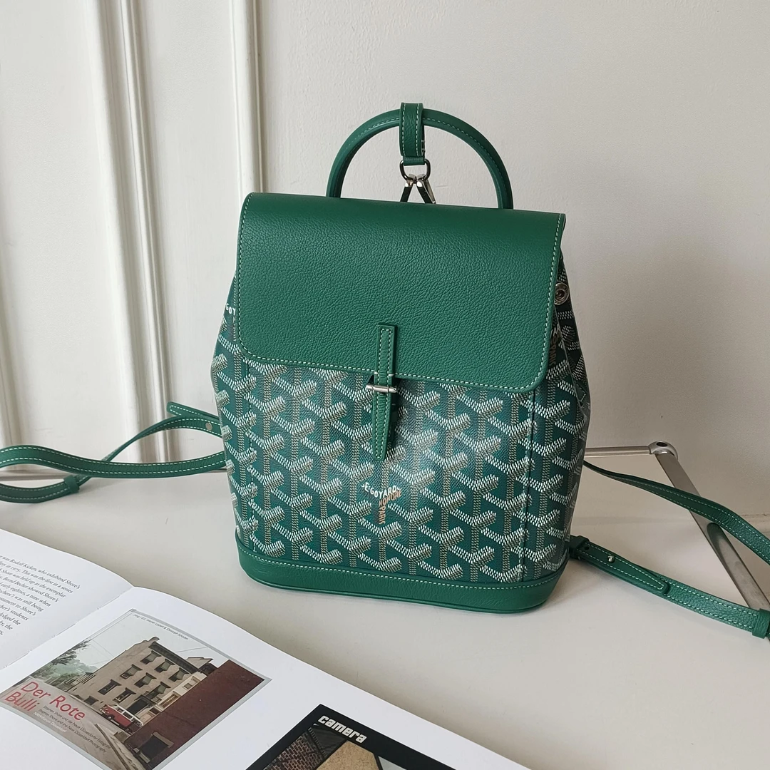 95新 Goyard Goyard 22新款绿色老花Alpin mini双肩包 45762