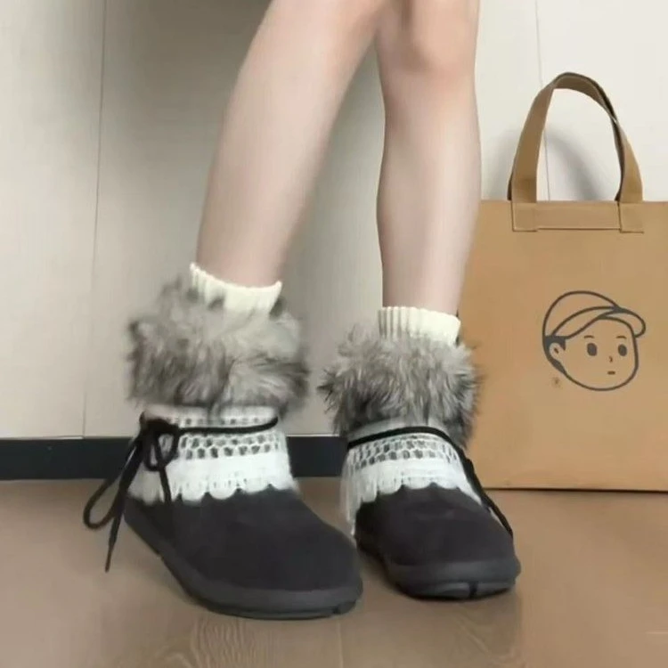 新款冬季加绒加厚保暖抗寒防滑靴子短靴雪地靴