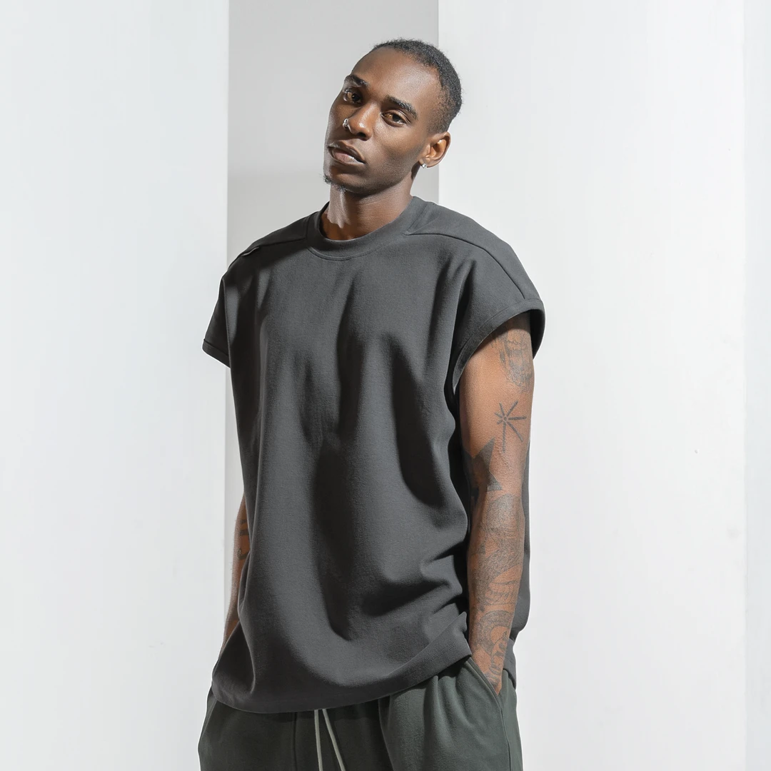 BODYDREAM夏季运动休闲无袖坎肩潮流时尚简约圆领宽松百搭背心男