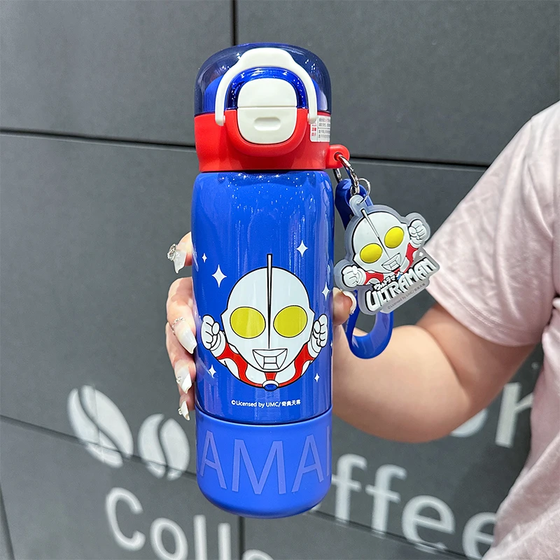 奥特曼保温杯水杯儿童上学专用男孩外出便携水壶新款学生吸管杯子