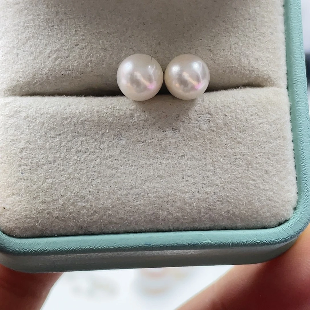 海水珍珠耳饰银S925镶嵌
