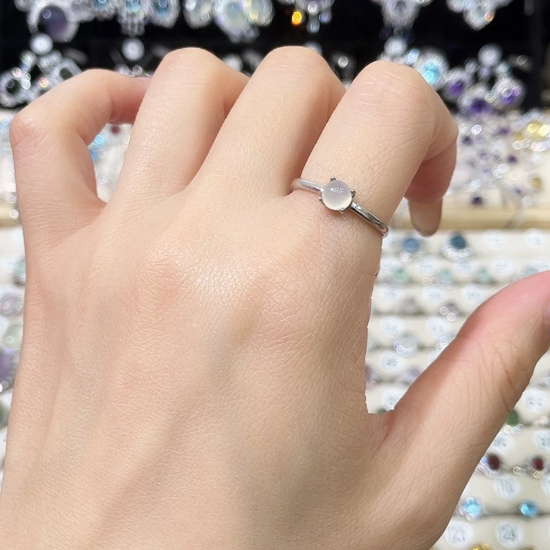 蛇纹石玉银S925镶嵌戒指