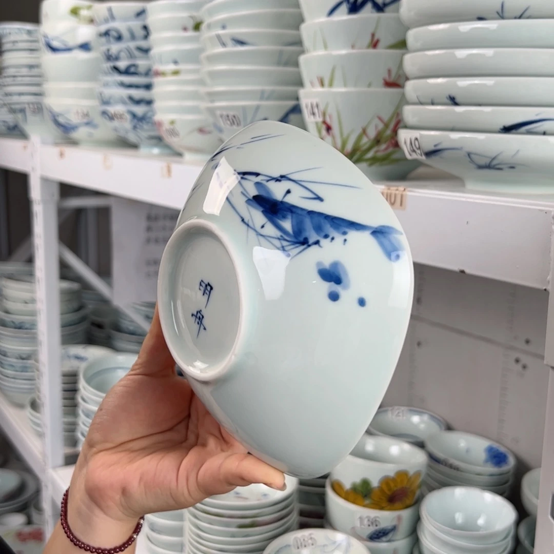 微瑕手绘6寸方形碗（单只装随机图案）