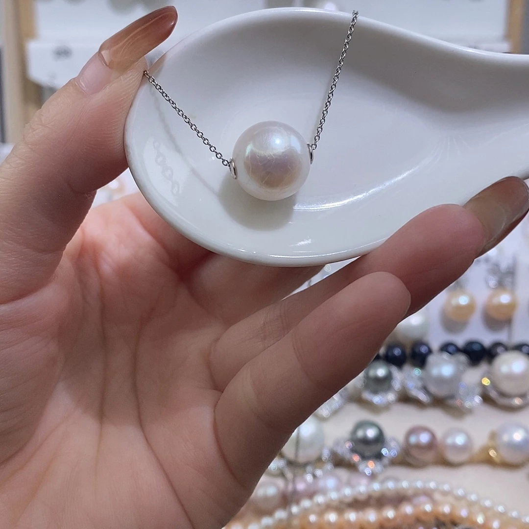淡水珍珠银S925镶嵌吊坠(赠链)w13有瑕疵大的