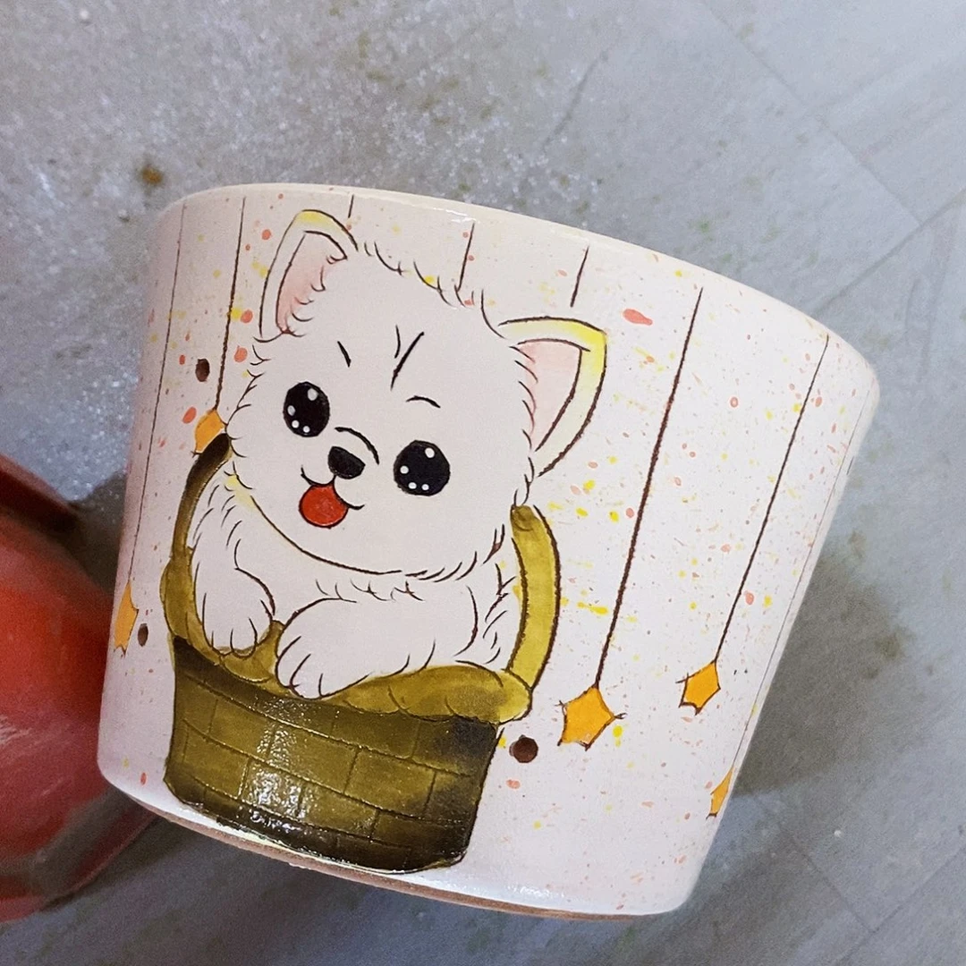 花盆紫砂红陶手绘花盆