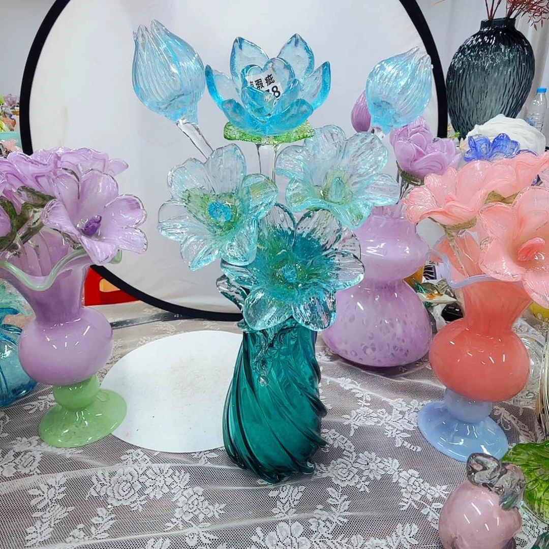 5花送1朵加瓶琉璃花瓶花器艺术品