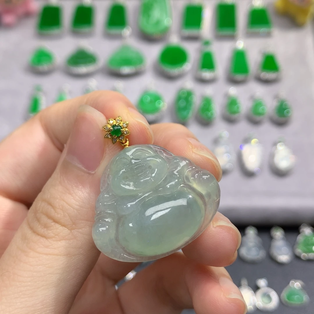 翡翠18K金镶嵌吊坠(不含链)