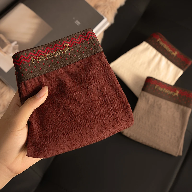 本命年棉感男士内裤10A抑菌裆麋鹿提花肌理感亲肤舒适四角平角裤