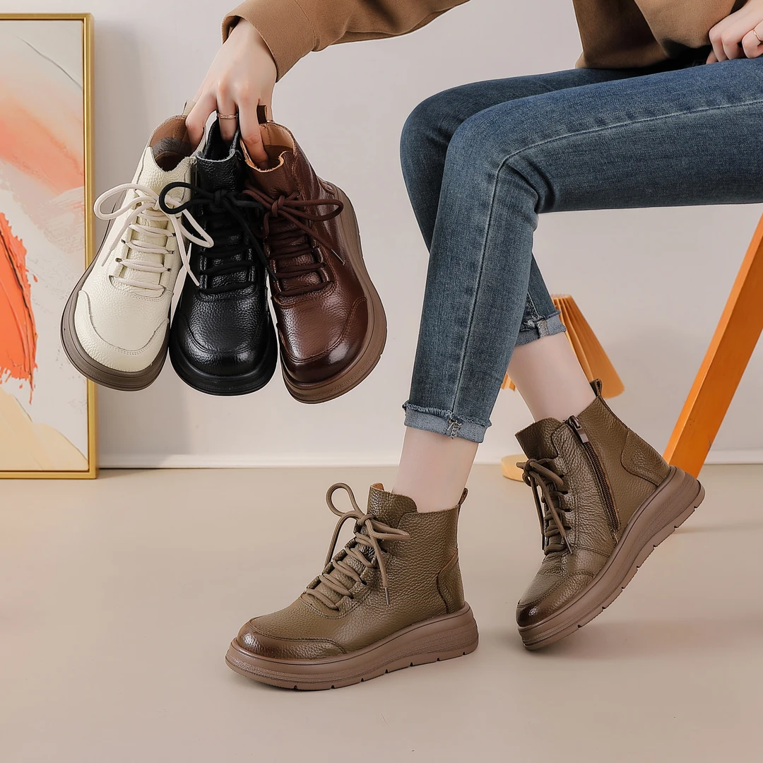 【运费险】秋冬新款系带马丁靴休闲百搭加绒保暖短靴英伦风圆头靴子