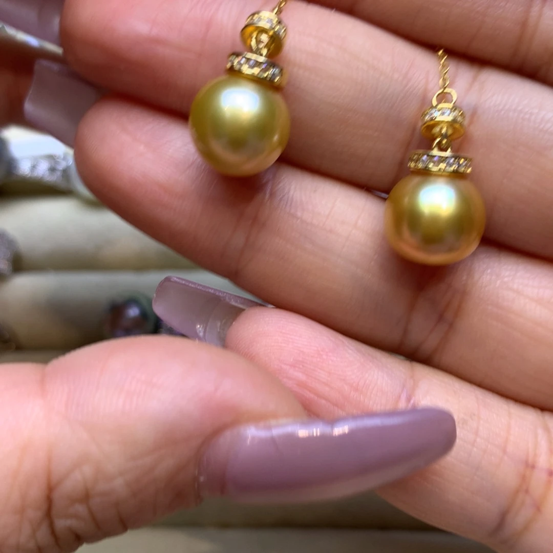 银S925镶嵌耳饰海水珍珠