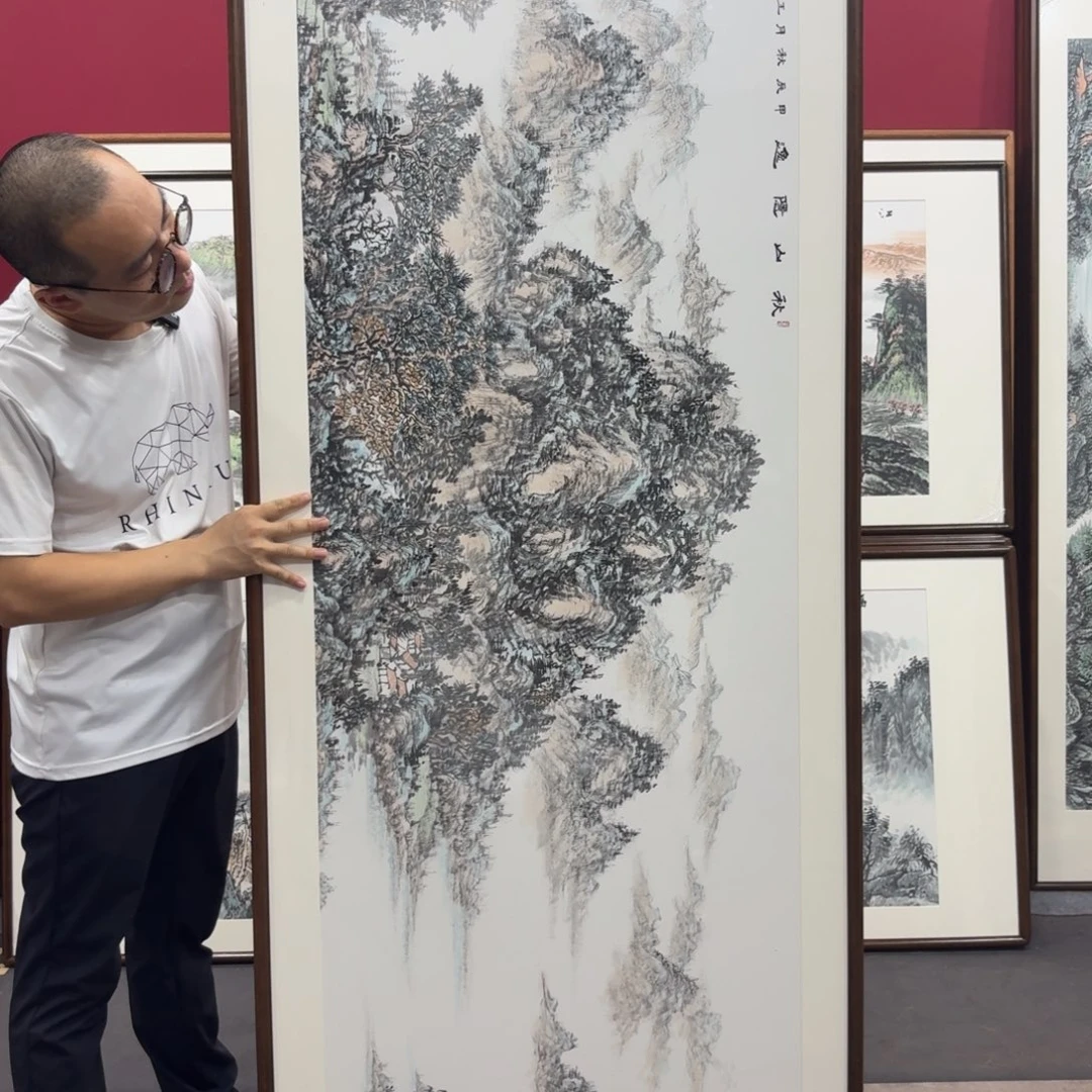 国画带框绘画210/80尺寸