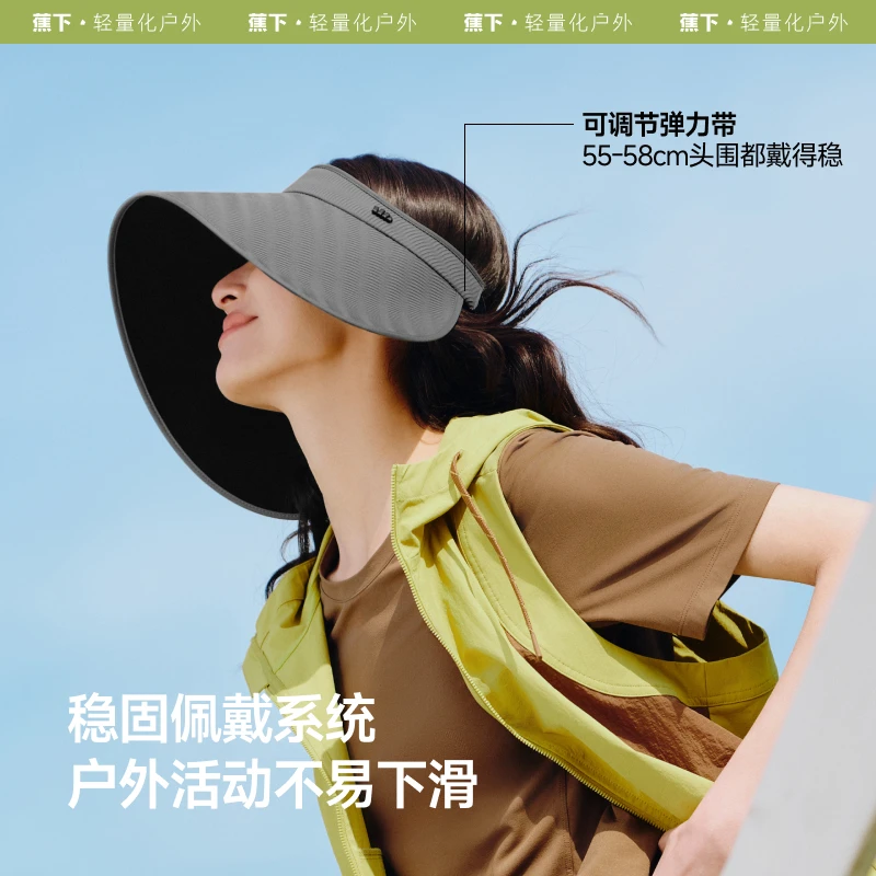 蕉下25新款大帽檐黑胶空顶防晒帽BM56325遮阳遮光显脸小