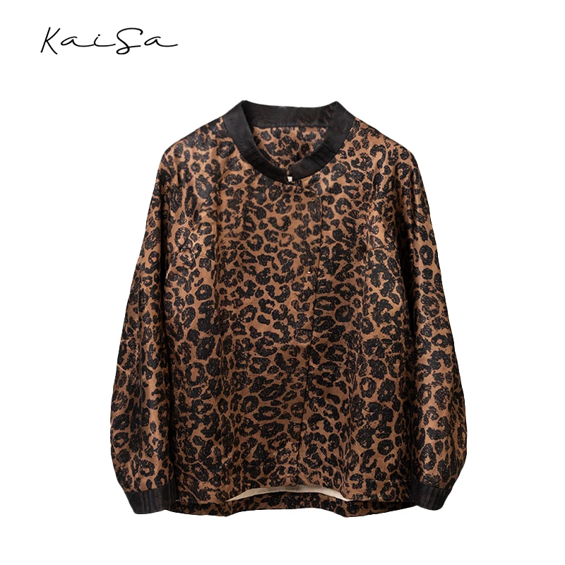 【追风】摩登优雅~香云纱桑蚕丝复古洋气豹纹上衣开衫外套F1140