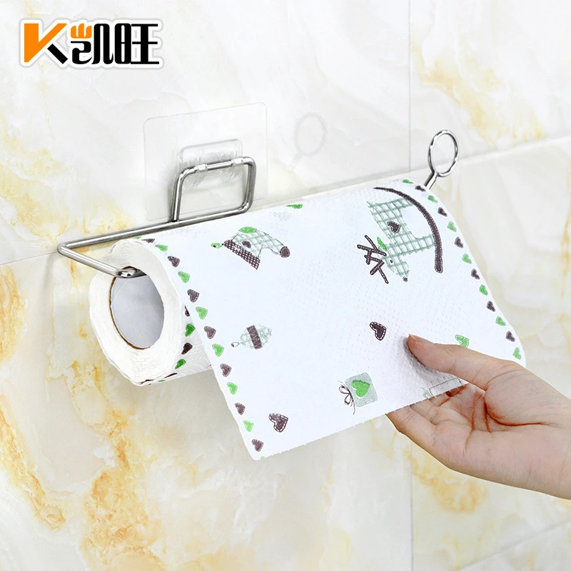 厨房纸巾架免打孔不锈钢抹布保鲜膜收纳挂架置物壁挂式卷纸用纸架