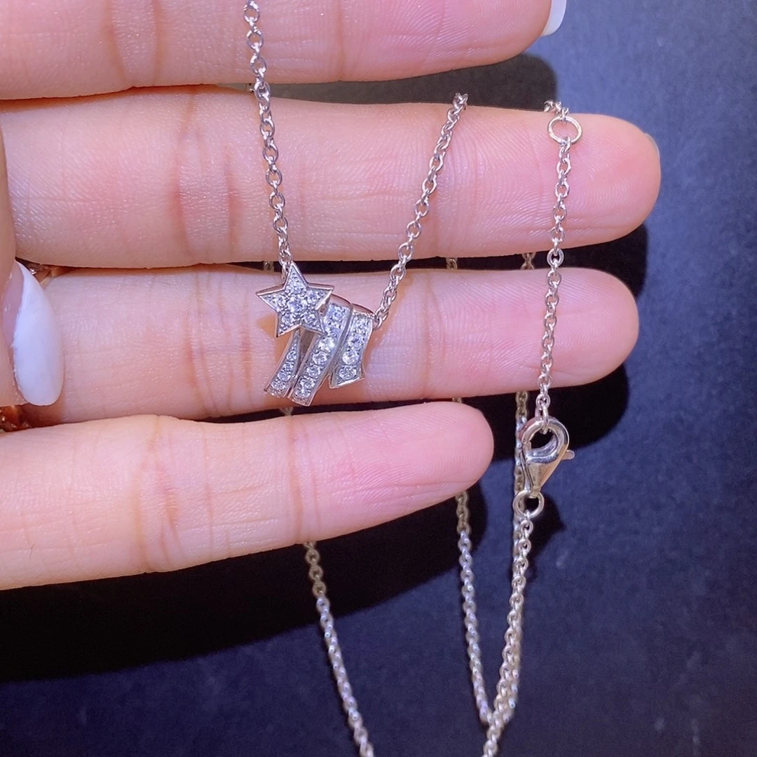 颈饰18K金镶嵌钻石彗星项链