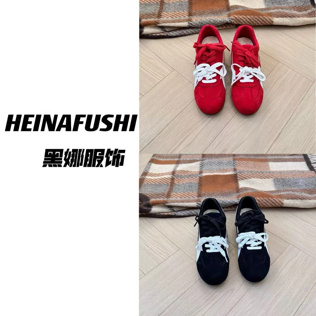 【清仓】 复古圆头拼色鞋带阿甘鞋