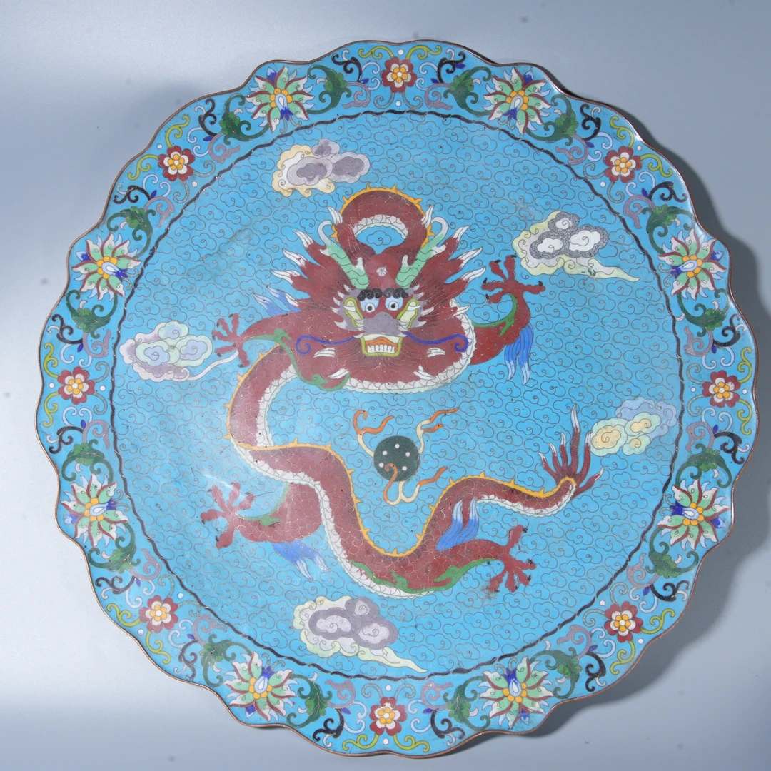Tgz28 清代 景泰蓝龙纹大盘