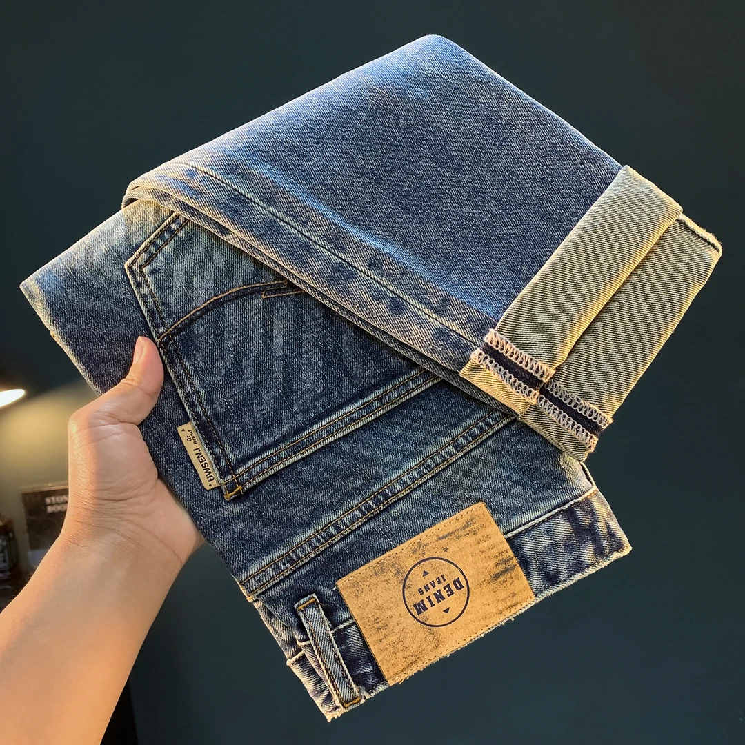 春秋季高端牛仔裤男潮流绣花弹力小脚长裤2025年新款痞帅哈伦裤