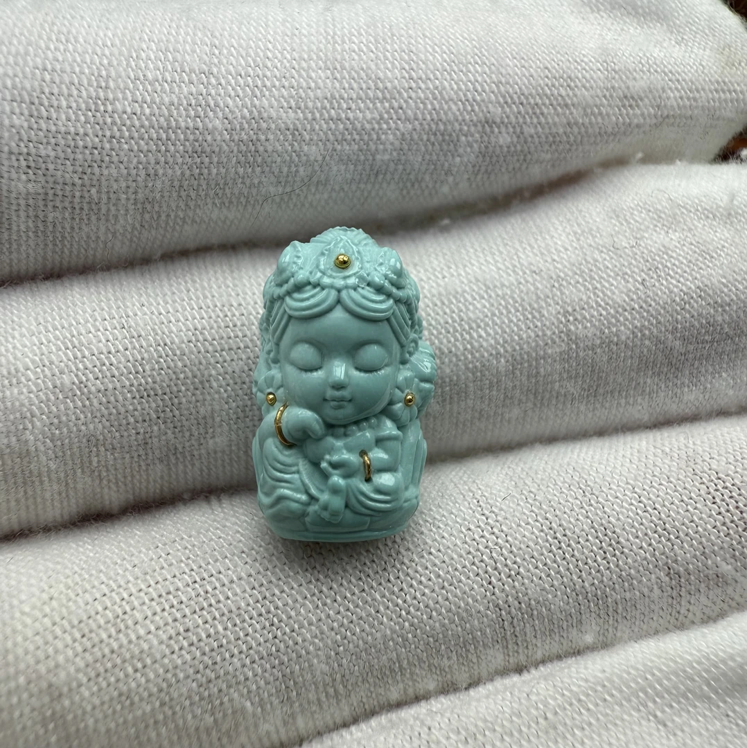 原矿绿松石绿豆姆配饰