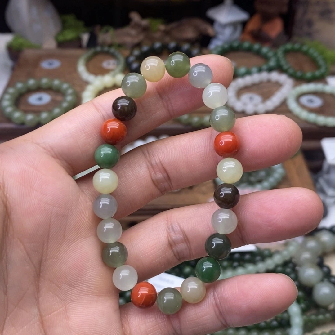 和田玉未镶嵌手链卡8冰多宝