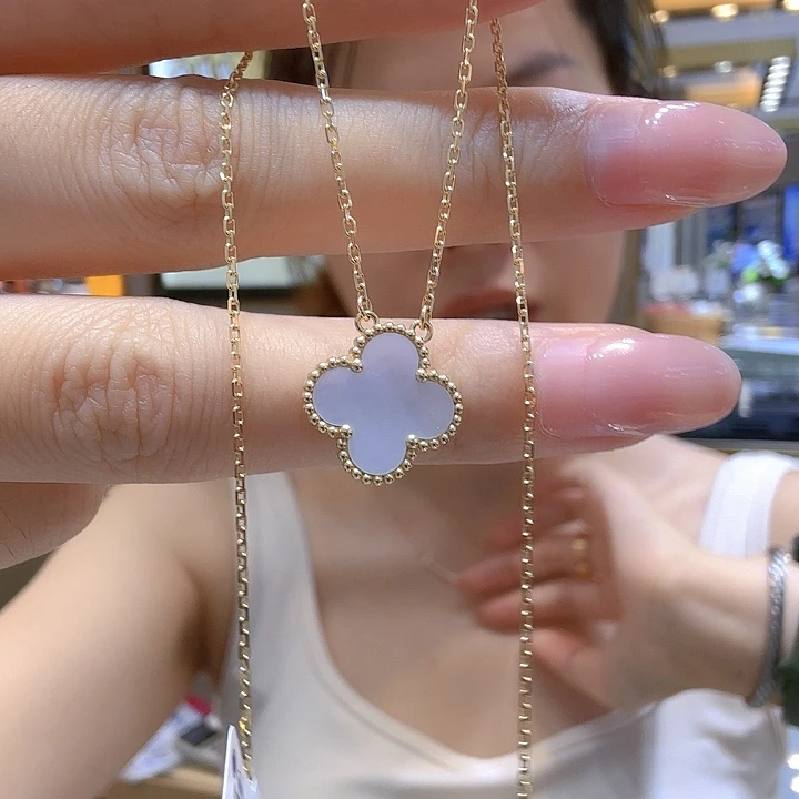18K金镶嵌贝壳（贝母）项链15mm草K黄