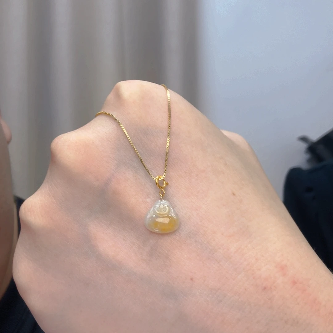 吊坠(不含链)18K金镶嵌翡翠