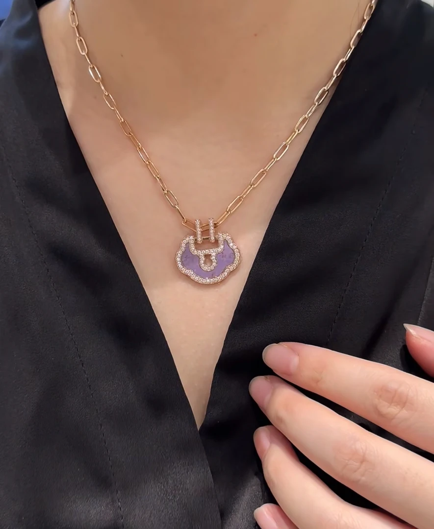 铜合金项链 毒饰高定 轻奢款紫色福袋链条项链DY027